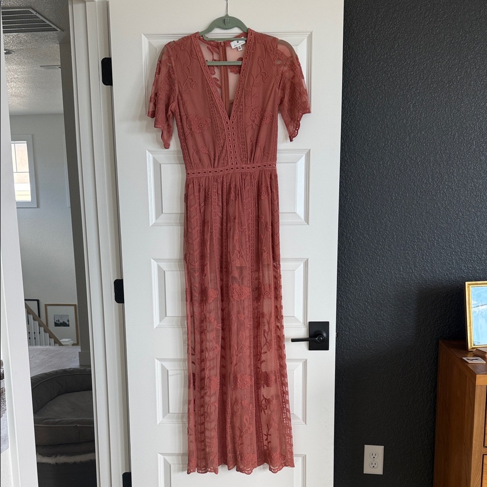 Socialite Lace Maxi Dress in Terracotta